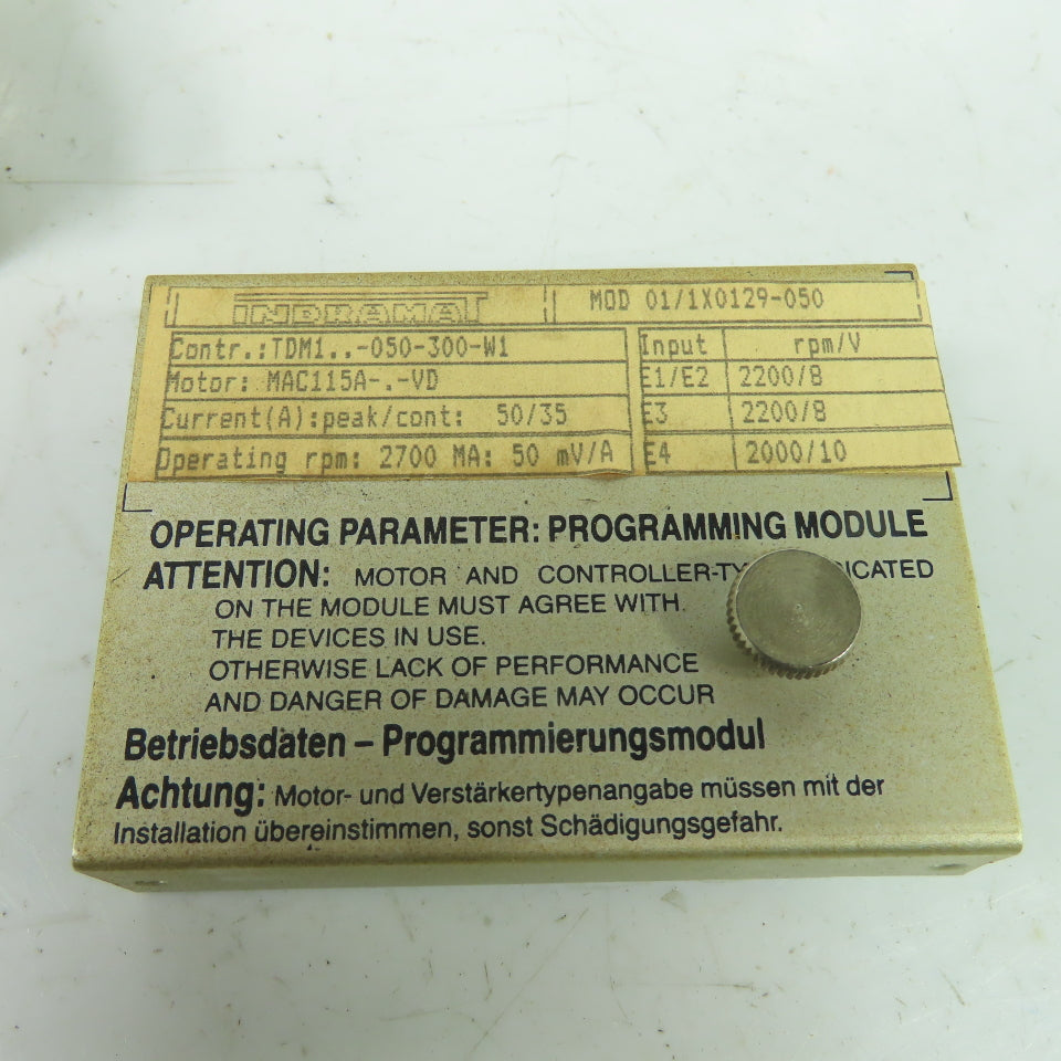 Indramat MOD 01/1X0129-050 Operating Parameter Programming Module 2700MA 50mV/A