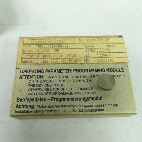 Indramat MOD 01/1X0129-050 Operating Parameter Programming Module 2700MA 50mV/A