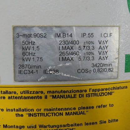 Losma D 1200 Darwin 208-220/480V 3Ph Oily Smoke Mist Filter Centrifugal Fan