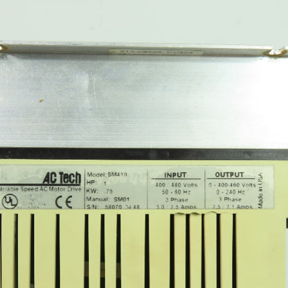 Lenze SM410 SMC AC Tech 1HP 0.75kW Variable Speed Motor Drive 0-400/460V 3PH
