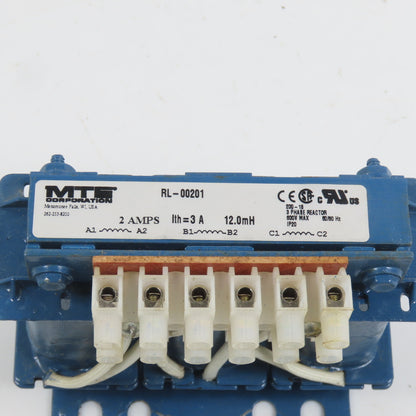 MTE RL-00201 3-Phase Line Reactor 2-Amps 600V Max 50/60HZ 12.0mH