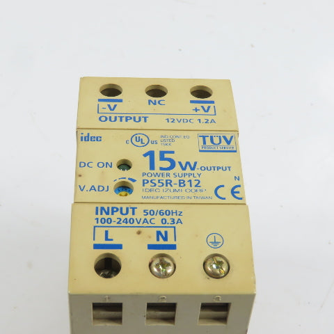 Idec PS5R-B12 15W 12VDC 1.2A Power Supply 100-240VAC Input