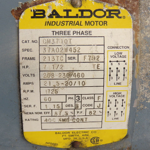 Casappa PLP20.11.2 D/3151 7-1/2HP Hydraulic Gear Pump 230/460V 3PH Baldor Motor