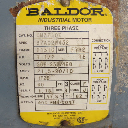 Casappa PLP20.11.2 D/3151 7-1/2HP Hydraulic Gear Pump 230/460V 3PH Baldor Motor