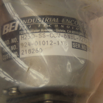BEI H25D-SS-CCW-8NBL-7273-EM20 924-01012-118 Rotary Encoder