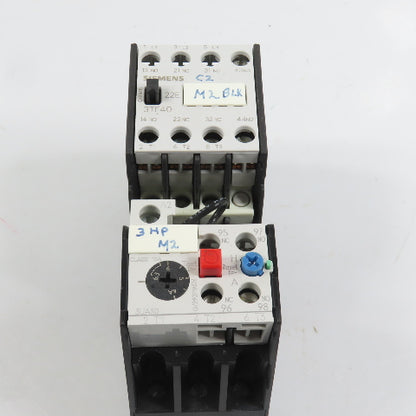 Siemens 3TF4022-0A 7.5HP 20A Contactor 120V Coil W/ 3UA50 00-1G Overload 4-6.3A