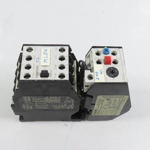 Siemens 3TF4022-0A 7.5HP 20A Contactor 120V Coil W/ 3UA50 00-1G Overload 4-6.3A