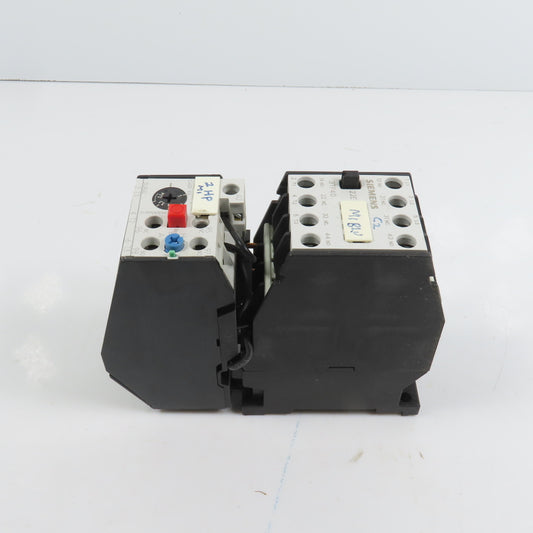 Siemens 3TF4022-0A 7.5HP 20A Contactor 120V Coil W/ 3UA50 00-1F Overload 3.2-5A