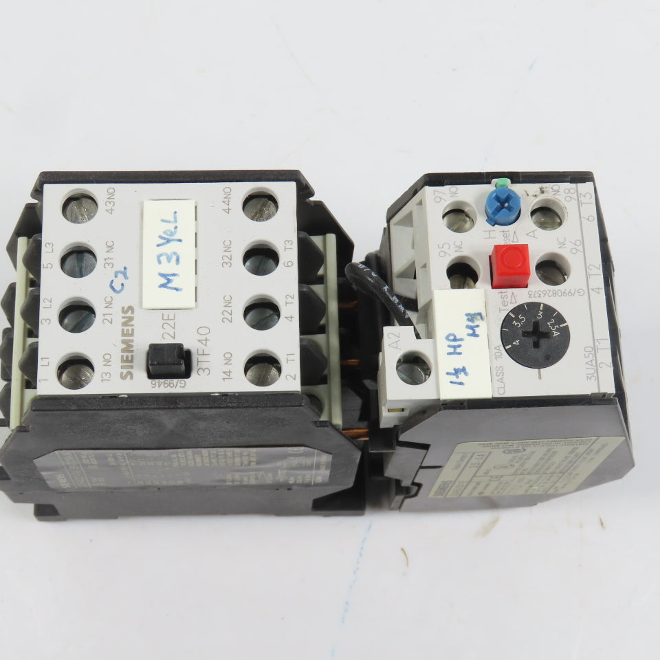 Siemens 3TF4022-0A 7.5HP 20A Contactor 120V Coil W/ 3UA50 00-1E Overload 2.5-4A