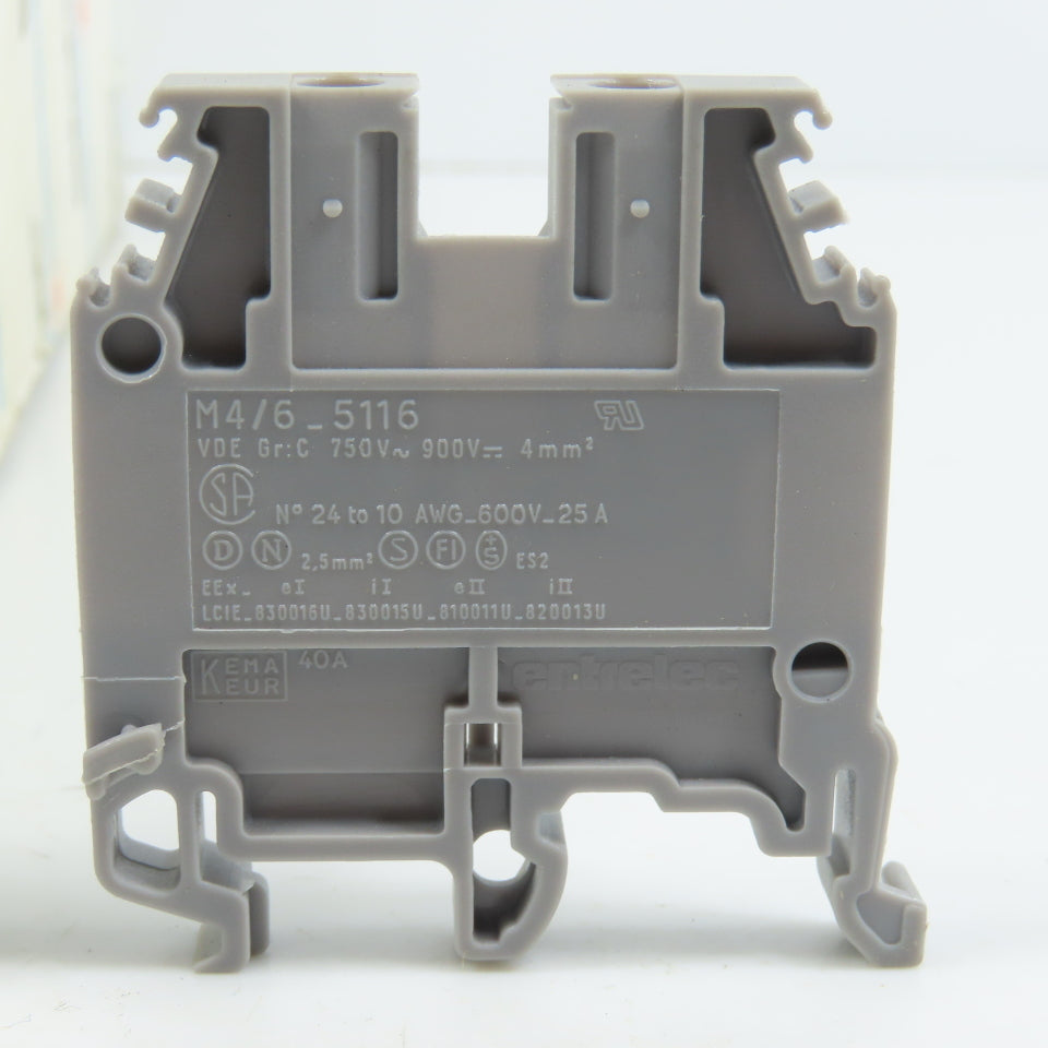 Entrelec 0115 116 07 M4/6-5116 M 4/6 Feed Thru Grey Terminal Blocks Box Of 50
