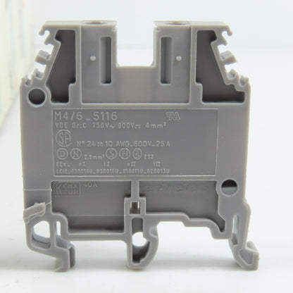 Entrelec 0115 116 07 M4/6-5116 M 4/6 Feed Thru Grey Terminal Blocks Box Of 50