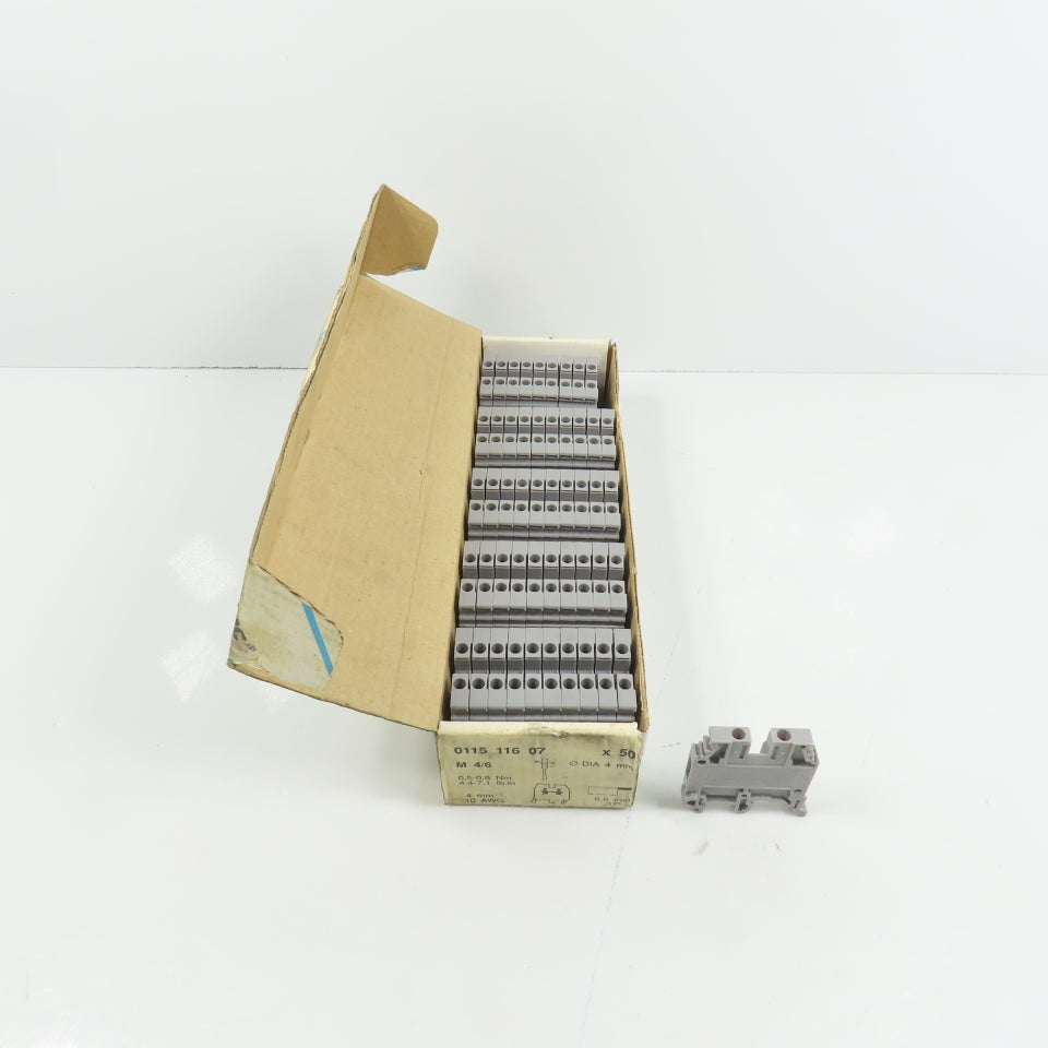 Entrelec 0115 116 07 M4/6-5116 M 4/6 Feed Thru Grey Terminal Blocks Box Of 50