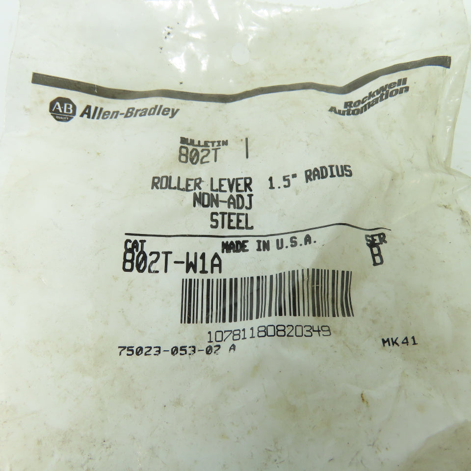 Allen Bradley 802T-W1A Ser B Roller Lever 1.5" Radius Non-Adj Steel Lot Of 2