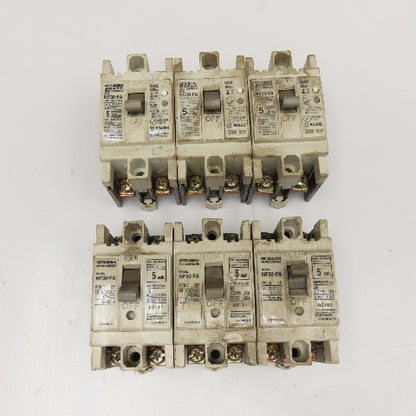 Mitsubishi NV30-FA NF30-FA 5 Amp Circuit Breaker 2 Pole 250VAC 65VDC Lot Of 6