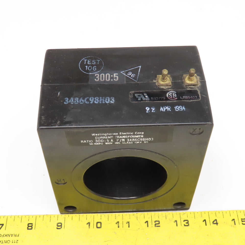 Westinghouse 3486C98H03 Current Transformer 300:5A Ratio 50-400Hz 600V 10kV
