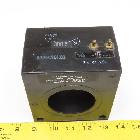 Westinghouse 3486C98H03 Current Transformer 300:5A Ratio 50-400Hz 600V 10kV