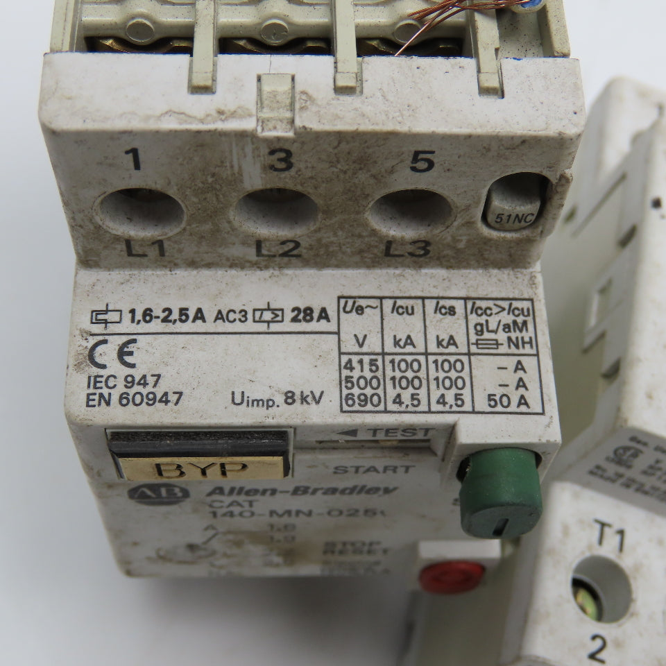 Allen Bradley 140-MN-0250 600V Manual Motor Controller 1.6-2.5A Trip Lot Of 2