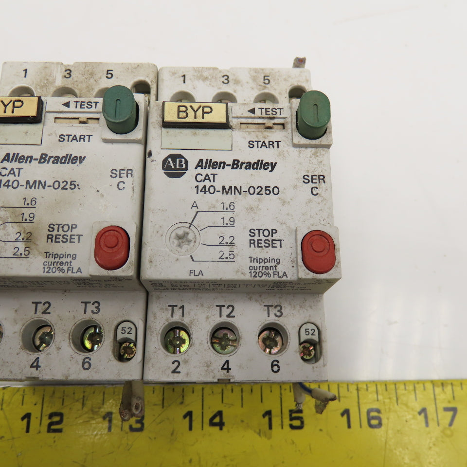 Allen Bradley 140-MN-0250 600V Manual Motor Controller 1.6-2.5A Trip Lot Of 2