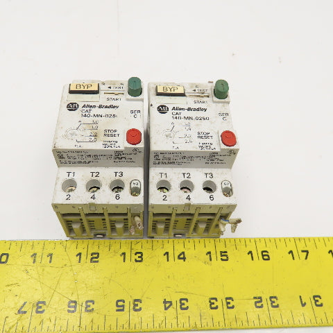 Allen Bradley 140-MN-0250 600V Manual Motor Controller 1.6-2.5A Trip Lot Of 2