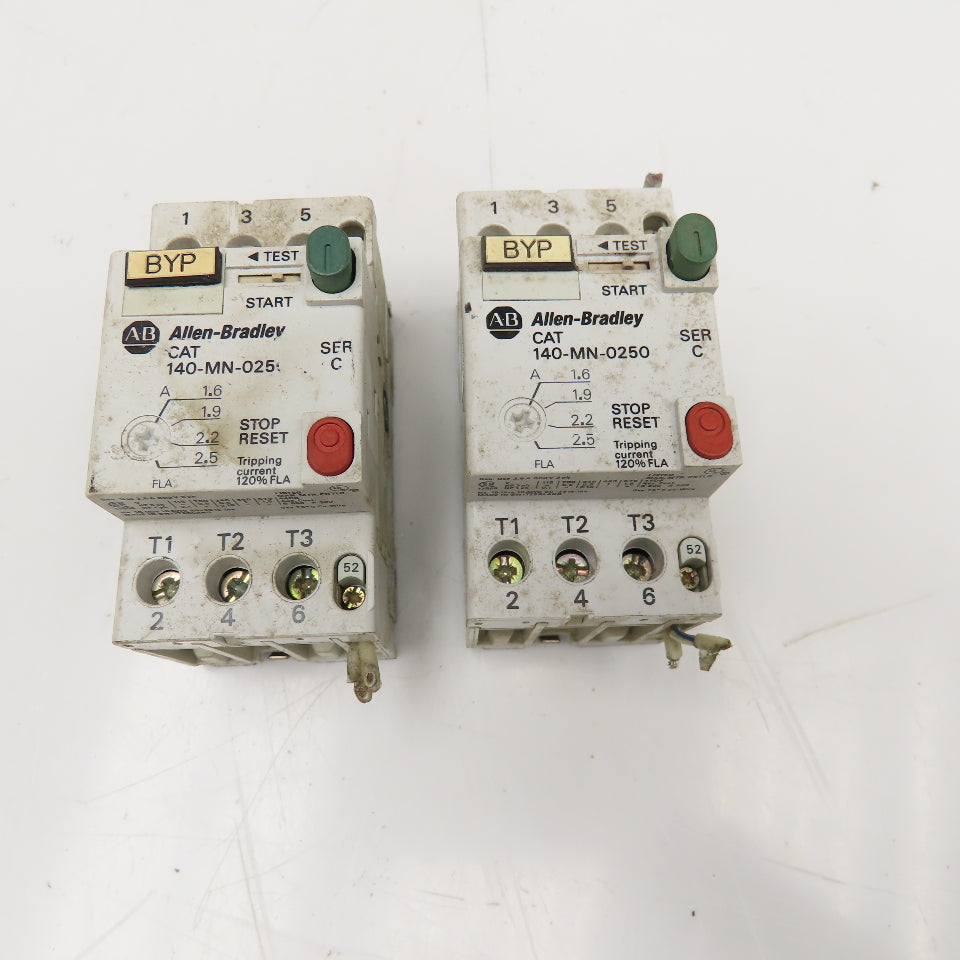 Allen Bradley 140-MN-0250 600V Manual Motor Controller 1.6-2.5A Trip Lot Of 2