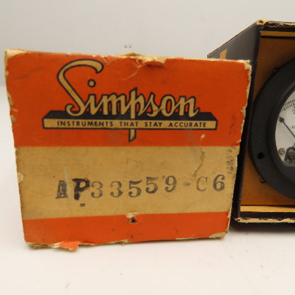 Simpson AP33559-C6 0-100A Direct Current Panel Ammeter NOS