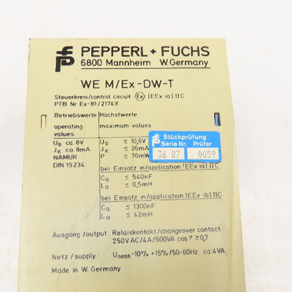 Pepperl + Fuchs WE M/Ex-DW-T 08487 Programmable Speed Controller