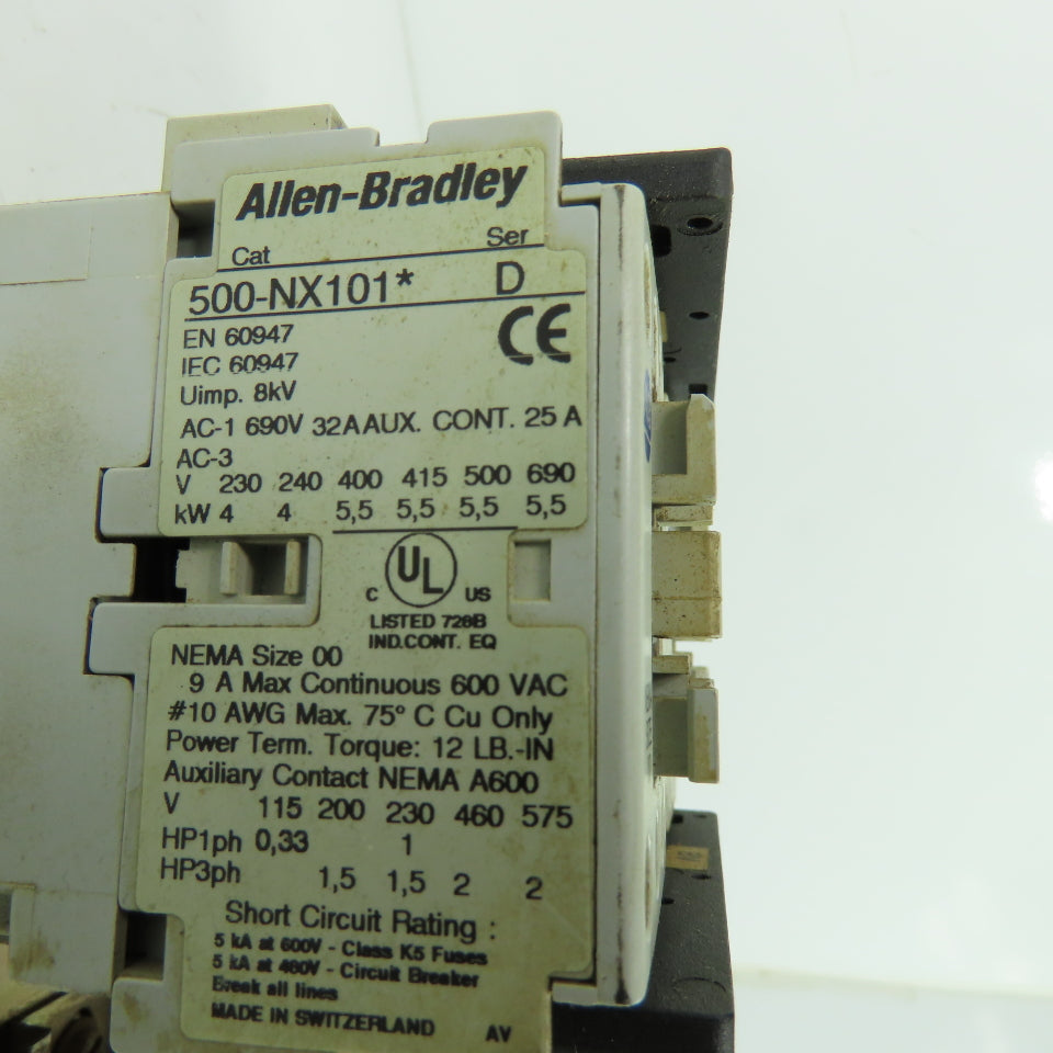 Allen Bradley 505-TOD-A1C 3Ph Reversing Motor Starter 600VAC 120V Coil