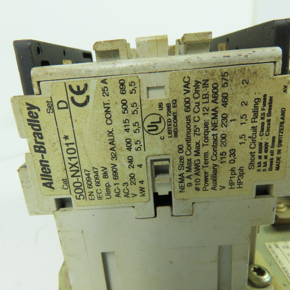 Allen Bradley 505-TOD-A1C 3Ph Reversing Motor Starter 600VAC 120V Coil