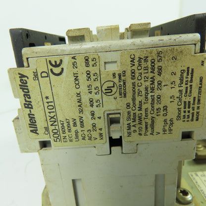 Allen Bradley 505-TOD-A1C 3Ph Reversing Motor Starter 600VAC 120V Coil