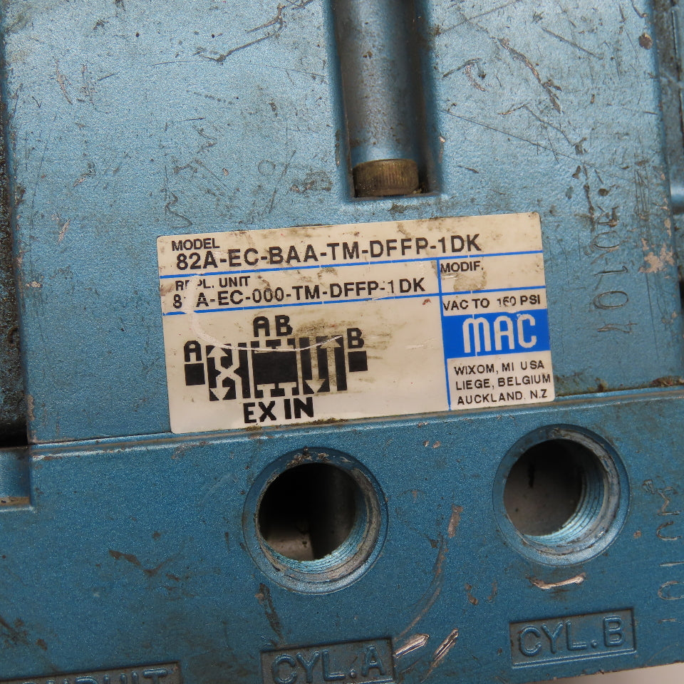 MAC 82A-EC-BAA-TM-DFFP-1DK 4/3 Position Pneumatic Valve Closed Center 24VDC Coil