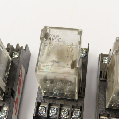 Omron MY4N 24VDC Relay W/ Socket Base Lot Of 6