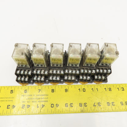 Omron MY4N 24VDC Relay W/ Socket Base Lot Of 6