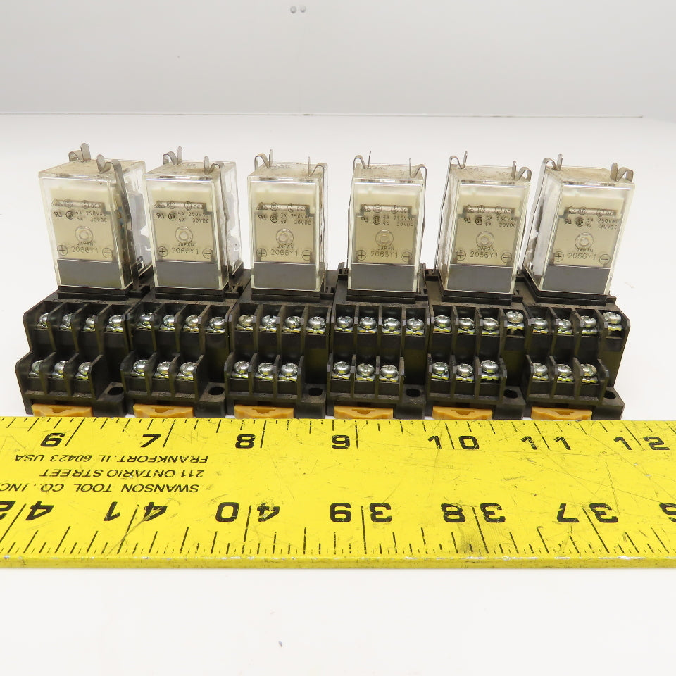 Omron MY4N 24VDC Relay W/ Socket Base Lot Of 6