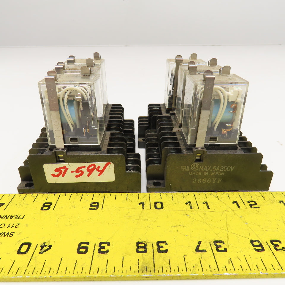 Omron MY4N 24VDC Relay W/ Socket Base Lot Of 6