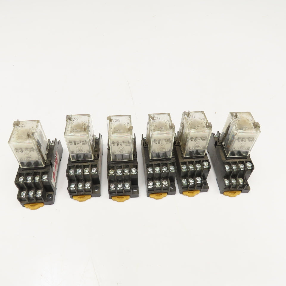 Omron MY4N 24VDC Relay W/ Socket Base Lot Of 6