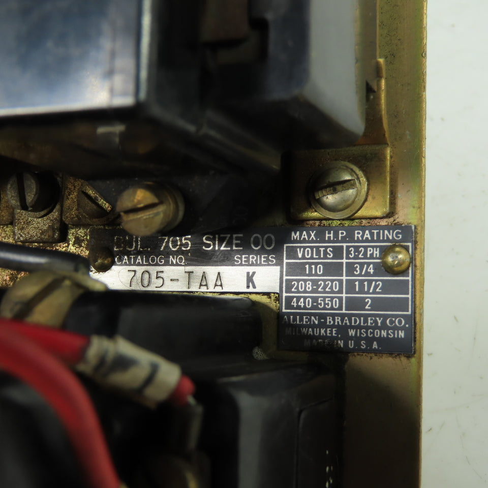 Allen Bradley 705-TAA Ser K Size 00 3-Pole Reversing Starter 3/4-2Hp 240V Coil