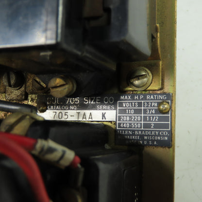 Allen Bradley 705-TAA Ser K Size 00 3-Pole Reversing Starter 3/4-2Hp 240V Coil