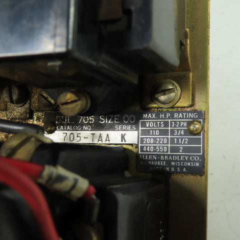 Allen Bradley 705-TAA Ser K Size 00 3-Pole Reversing Starter 3/4-2Hp 240V Coil