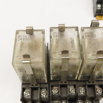 Omron MY2N 24VDC Relay W/ Socket Base Lot Of 6