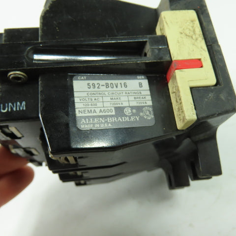 Allen Bradley 592-BOV16 Ser B 600VAC Overload Relay Nema A600