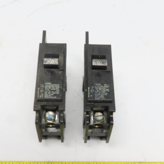 ITE BQ1B060 60 Amp 120V 240V Single Pole Circuit Breaker Lot of 2
