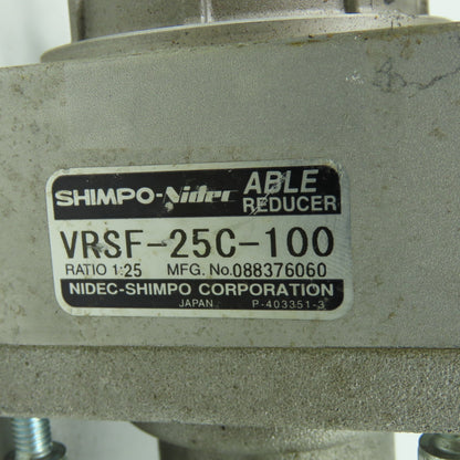 Nidec Shimpo VRSF-25C-100 1:25 Ratio Gear Reducer W/ M-Z1-IAA100-TA Servo Motor