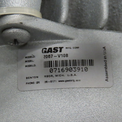 Gast 2067-V108 80 Gallon Tank Vacuum Pump System 1-1/2Hp 230/460V