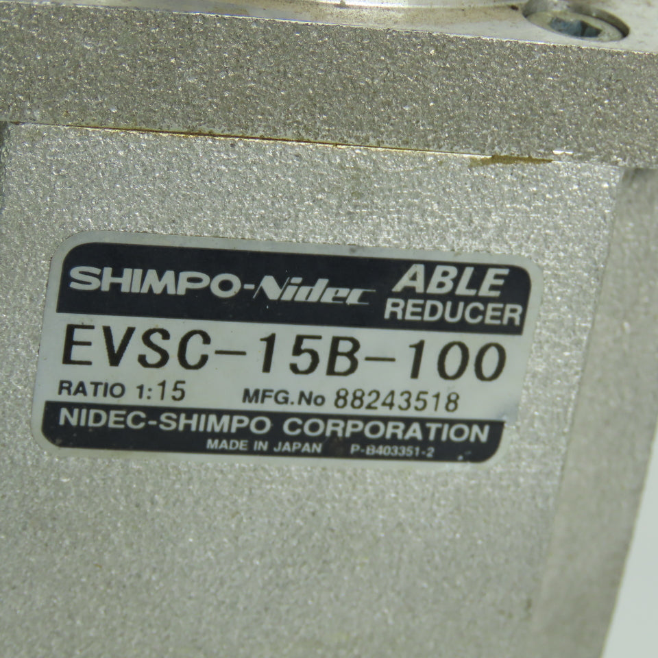 Nidec Shimpo EVSC-15B-100 1:15 Ratio Gear Reducer W/ M-Z1-IAA100-TA Servo Motor