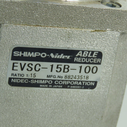 Nidec Shimpo EVSC-15B-100 1:15 Ratio Gear Reducer W/ M-Z1-IAA100-TA Servo Motor