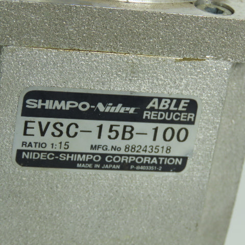 Nidec Shimpo EVSC-15B-100 1:15 Ratio Gear Reducer W/ M-Z1-IAA100-TA Servo Motor