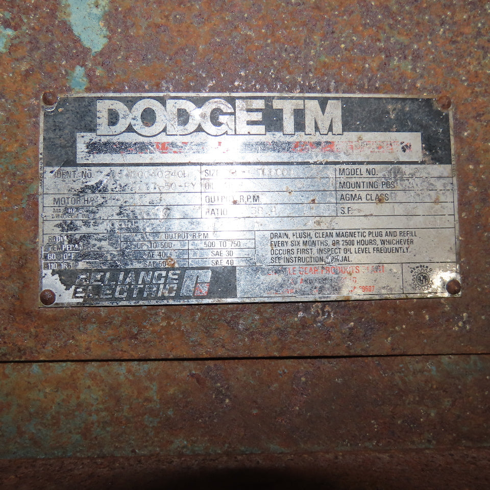 Dodge TM TR600A 38.4:1 Ratio 22Hp Max Gear Reducer 1-1/4" x 3-1/4" Shafts