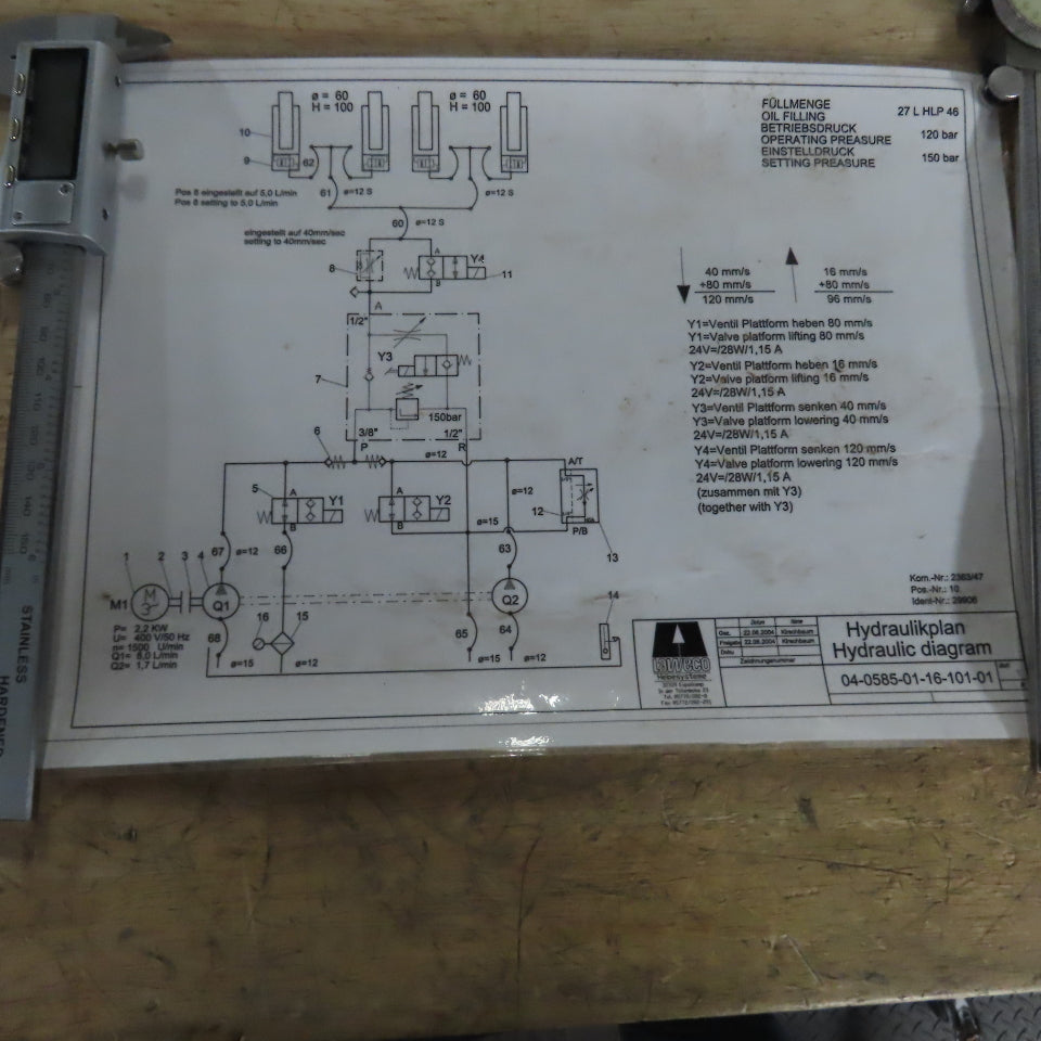 Laweco 04-0585-02-02 2.2kW 27 Liter Hydraulic Power Unit 400V 50HZ W/ OF000716