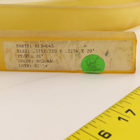 Exotic E13-045 Urethane RECT Feeder Tube 0.375" x 0.720" ID x 20' Long .225 Wall