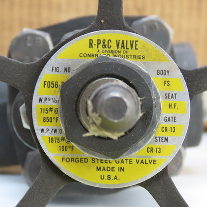 R-P & C F056 1" Forged Steel Gate Valve W/ 316SS-L Fittings